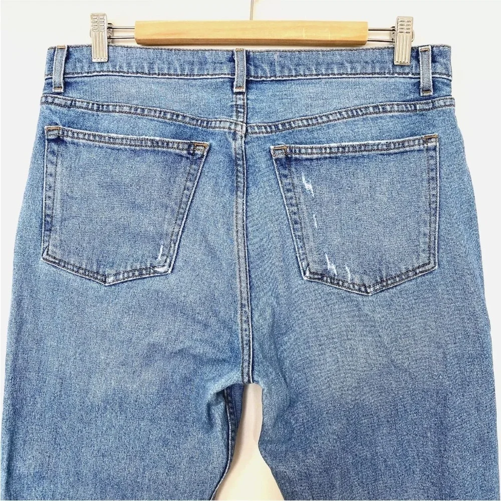 Reformation Cropped Flood Jeans Distressed Raw Hem in Olympic Wash Sz 30 - Picture 7 of 16